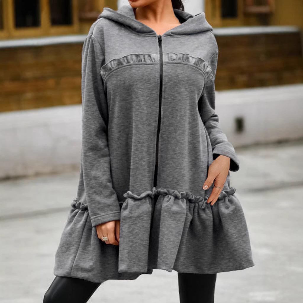 Autumn-style Hoodie With Wooden Earflaps Slanted Hem And A Hat - TRYSHOPPY
