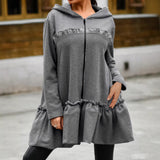 Autumn-style Hoodie With Wooden Earflaps Slanted Hem And A Hat - TRYSHOPPY