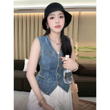 New Washed Denim Mini Vesttrendy And Stylish - TRYSHOPPY