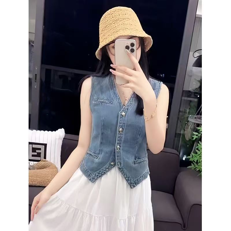 New Washed Denim Mini Vesttrendy And Stylish - TRYSHOPPY