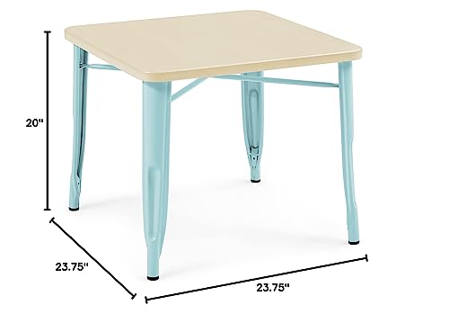 Delta Children Bistro Kids Play Table - Ideal for Arts & Crafts, Snack Time, Homeschooling, Homework & More, Aqua Metal/Natural Birch