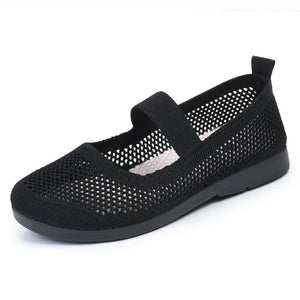 Casual Shoes For Women Flying Woven Women's Shoes Breathable Women Hollow Out Soft Bottom Mom Shoes - TRYSHOPPY