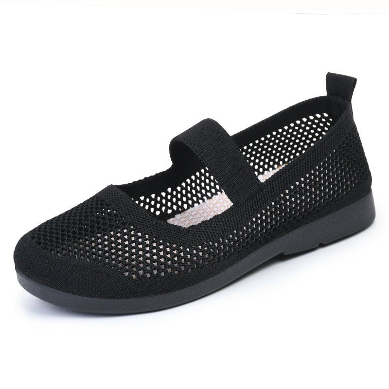Casual Shoes For Women Flying Woven Women's Shoes Breathable Women Hollow Out Soft Bottom Mom Shoes - TRYSHOPPY
