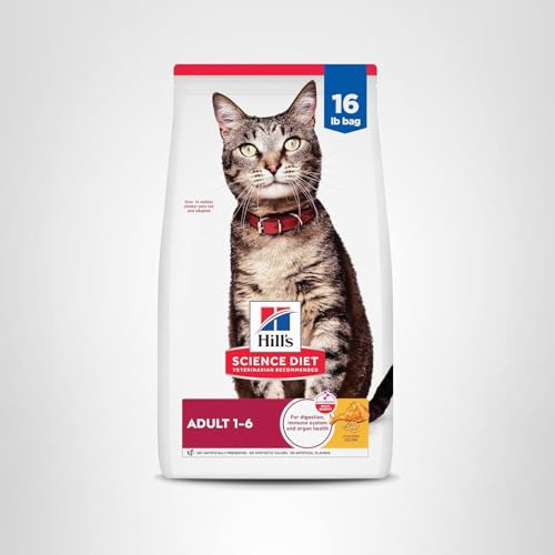 Hill's Science Diet Adult 1-6, Adult 1-6 Premium Nutrition, Dry Cat Food, Chicken Recipe, 16 lb Bag