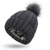 Winter Knitted Hats Fashion Stretchy Lined Skull Hats For Women Faux Fur Pom Pom Hat Keep Warming Beanie Hat - TRYSHOPPY