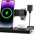 Wireless Charger iPhone Charging Station: 3 in 1 Charger Stand Multiple Devices for Apple - iPhone 17 16e 16 15 14 Pro Max 13 12 11 - Watch 11 10 9 8 7 6 5 4 3 2 SE and Ultra Series - Airpods 4 3 Pro