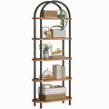 HOOBRO 5 Tier Open Bookshelf, Industrial Arched Bookcase Display Shelf Rack, Wooden Bookcase Storage Shelf Metal Frame, Tall Storage Organizer for Home, Easy Assembly, Rustic Brown BF176SJ01
