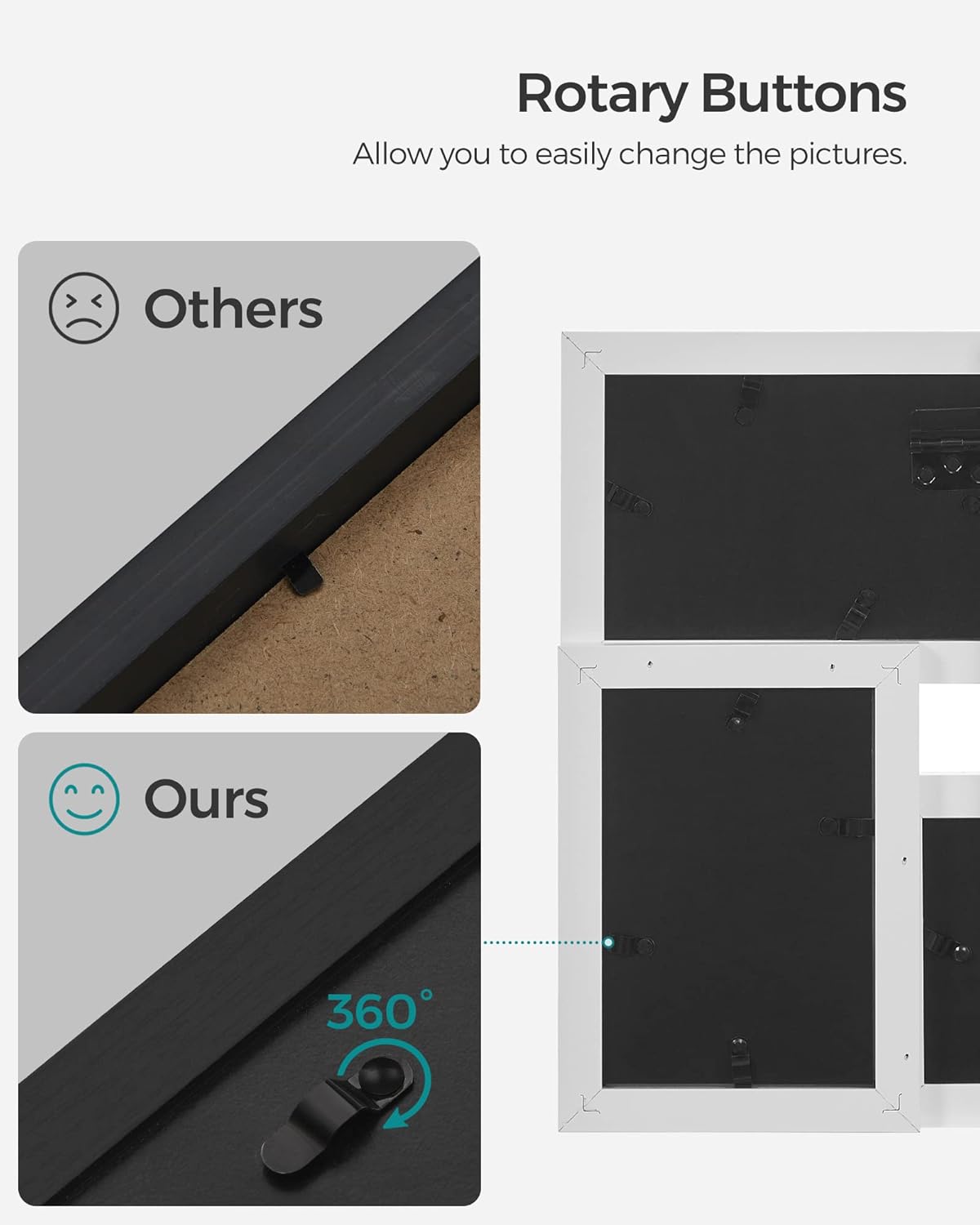 SONGMICS Collage Picture Frames, 4x6 for Wall Decor, Multi Family Photo for Gallery Decor, Hanging Display, Set of 4, Ink Black URPF25BK