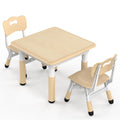 HLPB Kids Table and 2 Chairs Set, Adjustable Height, Graffiti Desktop, Non-Slip Legs, 23.6''L x 23.6''W Toddler Multi-Activity Table for Ages 2-8, Max 300lbs, for Daycare, Classroom, Home