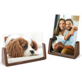 Mixoo 4x6 Picture Frame 2 Pack - Rustic Wooden Picture Frames with Walnut Wood Base and High Definition Break Free Acrylic Photo Covers for Tabletop or Desktop Display (Horizontal + Vertical)