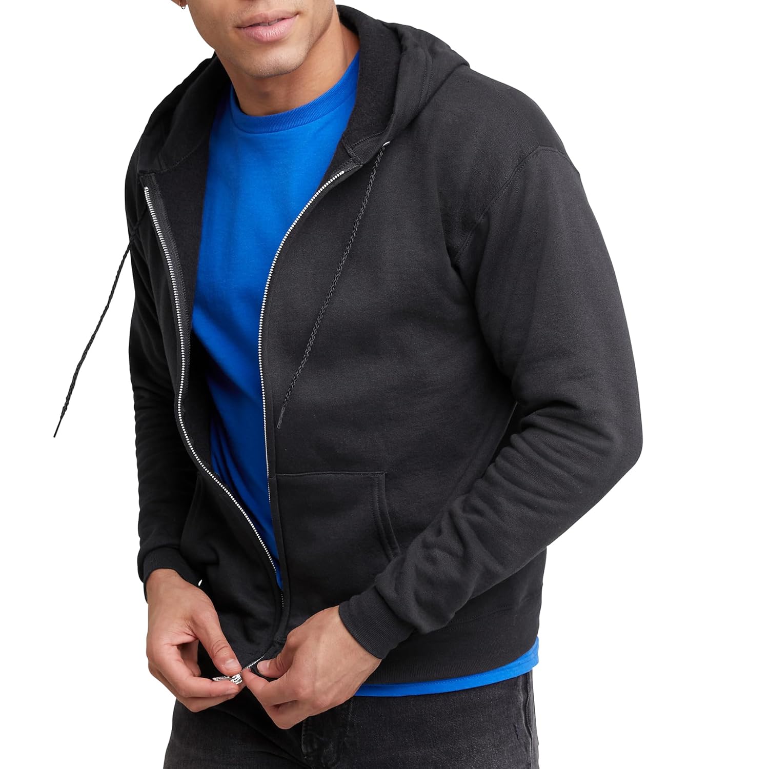 Hanes mens Zip-up Hoodie, Ecosmart Fleece Full-zip Hoodie for Men, Hooded Sweatshirt