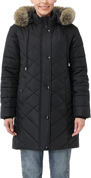 Women's Long Warm Winter Coat Windproof Thickened Fleece Lined Down Jacket Waterproof Puffer Outerwear with Removable Hood