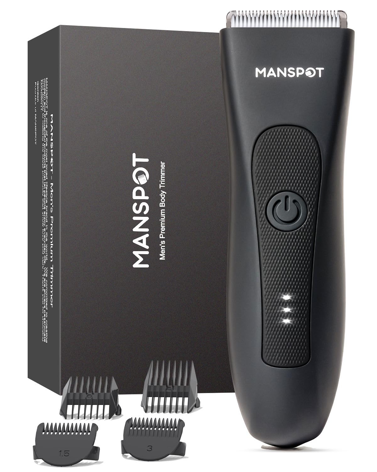 MANSPOT Manscape Groin & Body Hair Trimmer for Men, Electric Ball Pubic Trimmer Shaver,Manscape Kit with 4 Guard,Replaceable Ceramic Blade Heads,Waterproof Wet/Dry Shaver,90 Minutes Shaving
