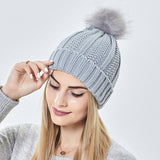 Winter Knitted Hats Fashion Stretchy Lined Skull Hats For Women Faux Fur Pom Pom Hat Keep Warming Beanie Hat - TRYSHOPPY
