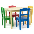 Humble Crew Kids Wooden Table and 4 Chairs Set, Natural/Primary - Kids Table and Chair Set for Toddlers and Children for Arts, Crafts, and Snack Time - Sturdy, Durable Toddler Activity Table