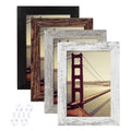 BAIJIALI 4x6 Picture Frame Distressed Farmhouse Wood Pattern Set of 4,Display 3.5x5 with Mat or 4x6 Without Mat,Multicolour