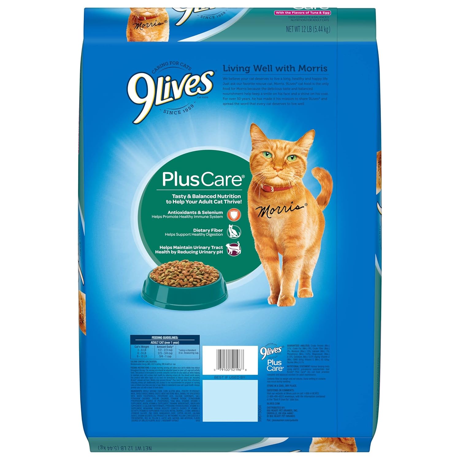 9Lives Plus Care Dry Cat Food, 12 lb. Bag