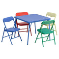 Flash Furniture Mindy Kids 5-Piece set Folding Square Table and Chairs Set for Daycare and Classrooms, Children's Activity Table and Chairs Set, Multicolor