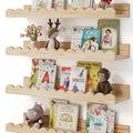 Floating Wall Bookshelves for Kids Room - 4 Pack Wood Shelves