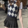 Retro Preppy Style Versatile Diamond-Check BM Knitted Vest - TRYSHOPPY