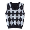 Retro Preppy Style Versatile Diamond-Check BM Knitted Vest - TRYSHOPPY