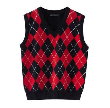 Retro Preppy Style Versatile Diamond-Check BM Knitted Vest - TRYSHOPPY