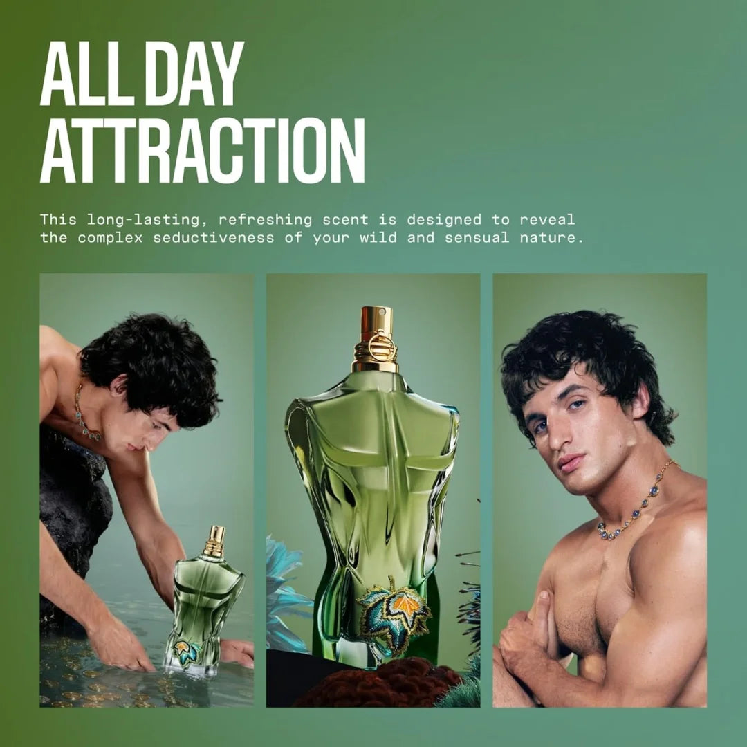 Le Beau Paradise Garden by Jean Paul Gaultier 125ml 4.2Oz for Men, Woody Aquatic Green Fragrance with Fresh Green and Salty Tropical Accords