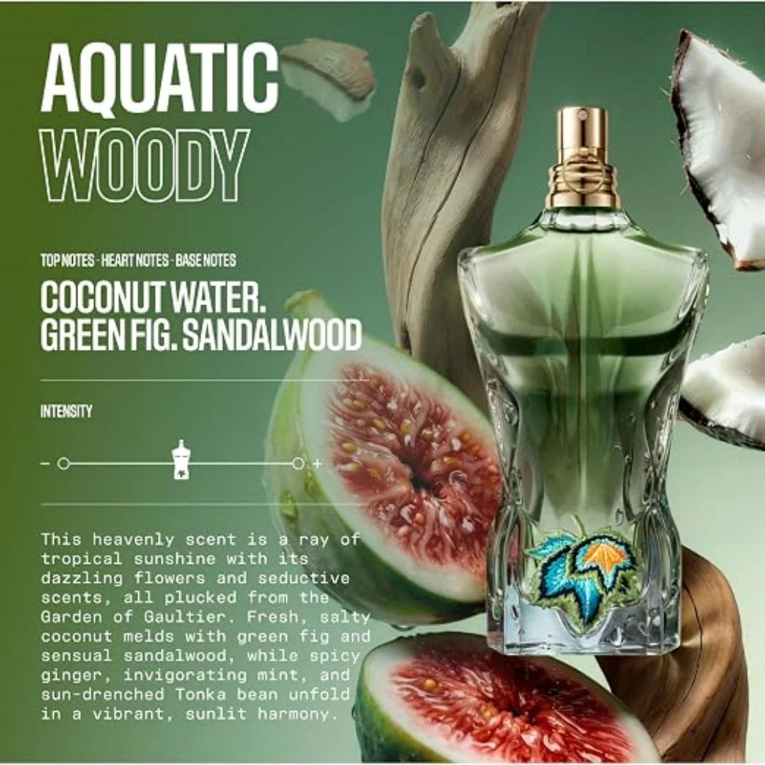 Le Beau Paradise Garden by Jean Paul Gaultier 125ml 4.2Oz for Men, Woody Aquatic Green Fragrance with Fresh Green and Salty Tropical Accords
