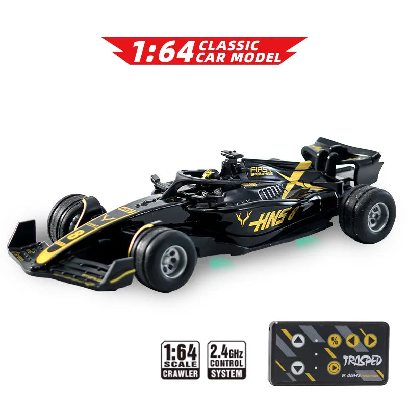 Hotfree 1/64 Mini RC F1 Racing Car, Pocket Size 2.4GHz Portable Drift Car with Remote & App Control, USB Rechargeable Formula Ra