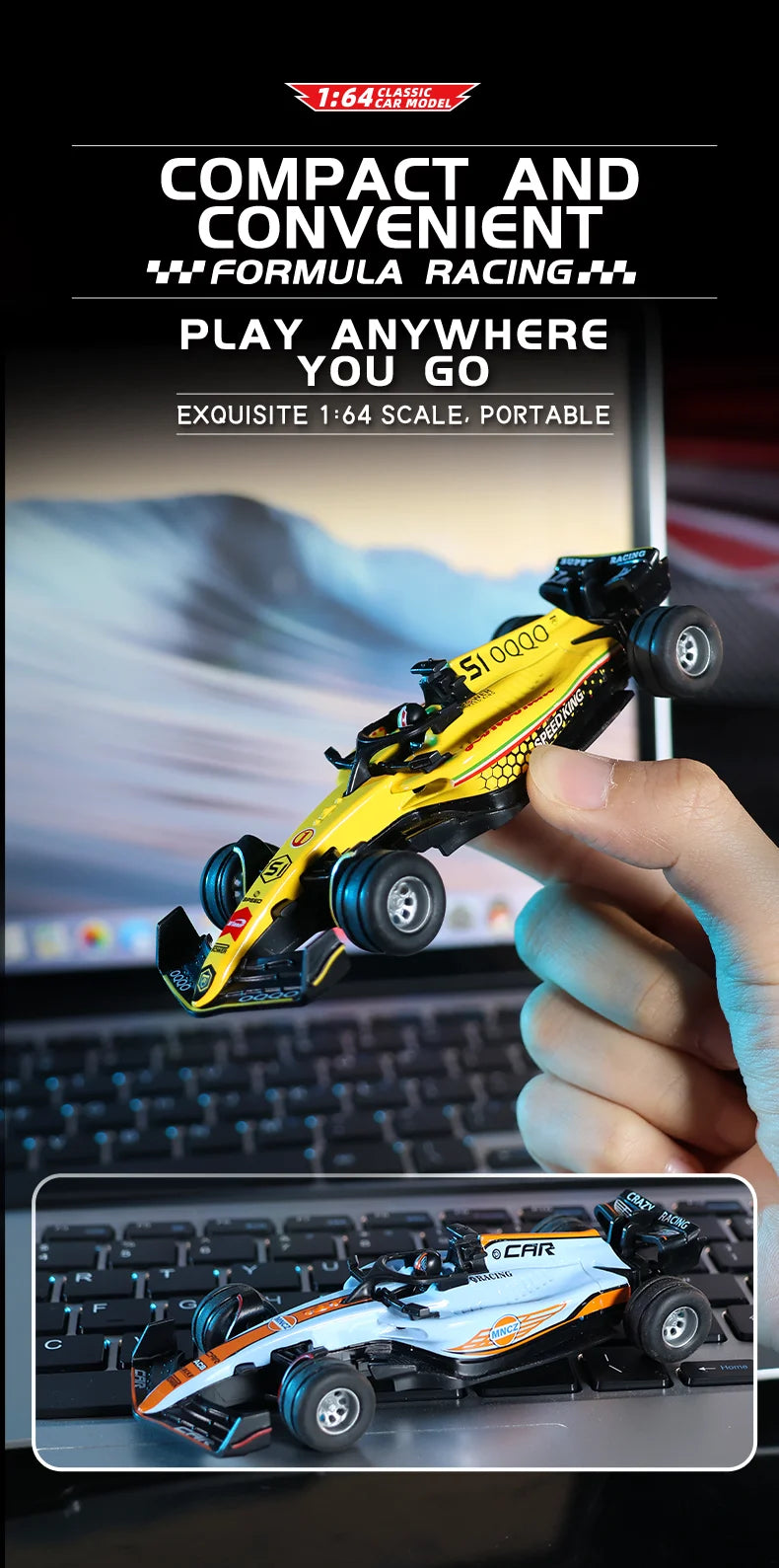Hotfree 1/64 Mini RC F1 Racing Car, Pocket Size 2.4GHz Portable Drift Car with Remote & App Control, USB Rechargeable Formula Ra