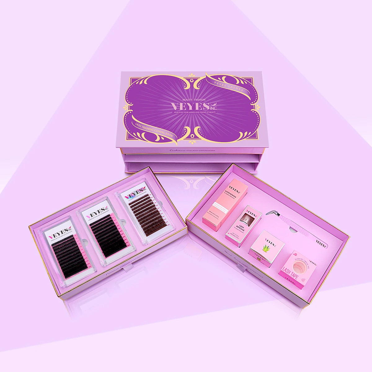 Veyes Inc MUST-HAVE Boxes For Eyelash Extensions Veyelash Lashes Glue Lash Bonder Remover Tape Volume Tweezer