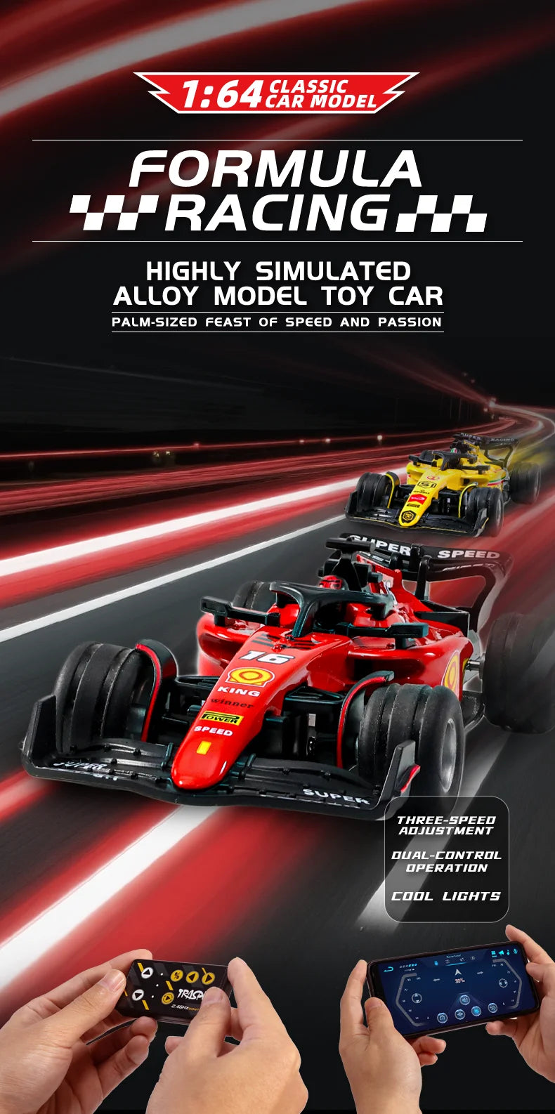 Hotfree 1/64 Mini RC F1 Racing Car, Pocket Size 2.4GHz Portable Drift Car with Remote & App Control, USB Rechargeable Formula Ra