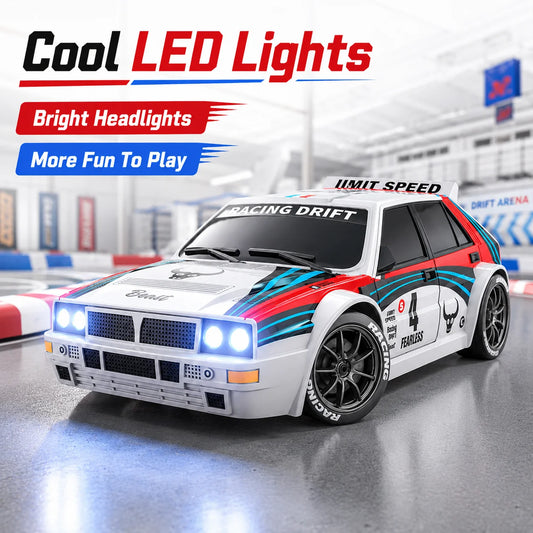 ZNLYRION RC Car Drifting Race Car 1:24 Scale 4 Wheel Drive 20km/h Adjustable High/Low Speed With Spare Drift Tires LED Headlight Taillight RC Toy For Boys Adult