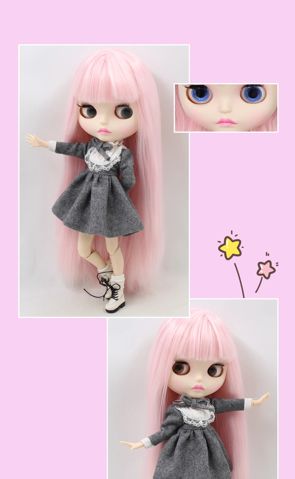 ICY DBS Blyth Doll short pink hair matte face joint body white skin long hair 1/6 bjd anime toy