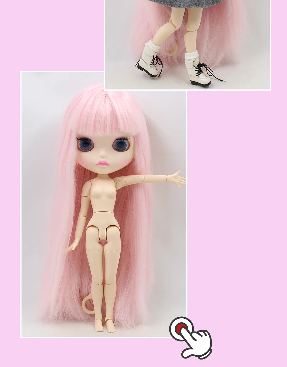 ICY DBS Blyth Doll short pink hair matte face joint body white skin long hair 1/6 bjd anime toy