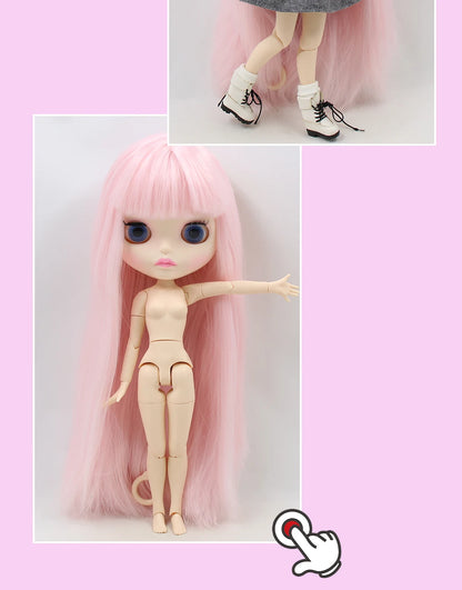 ICY DBS Blyth Doll short pink hair matte face joint body white skin long hair 1/6 bjd anime toy