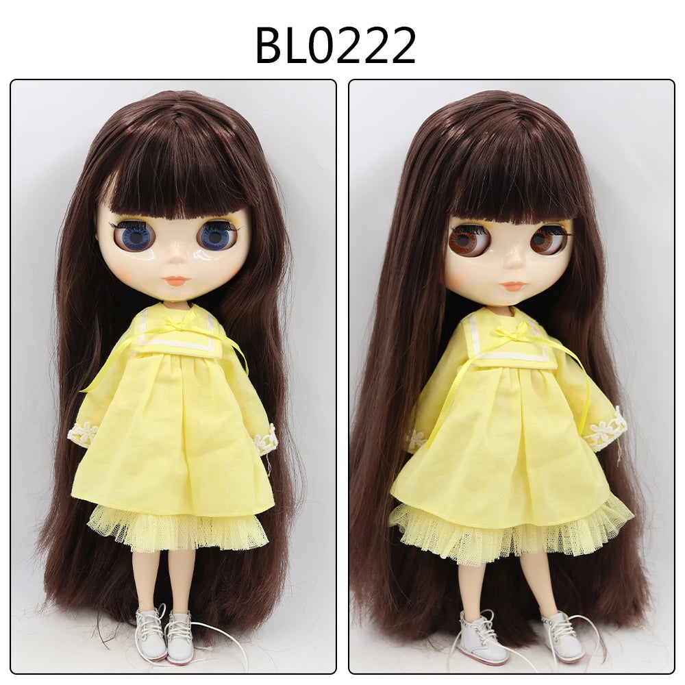 ICY DBS Blyth Doll toy joint body white skin shiny face with clothes and shoes, 30cm 1/6 toy girl gift