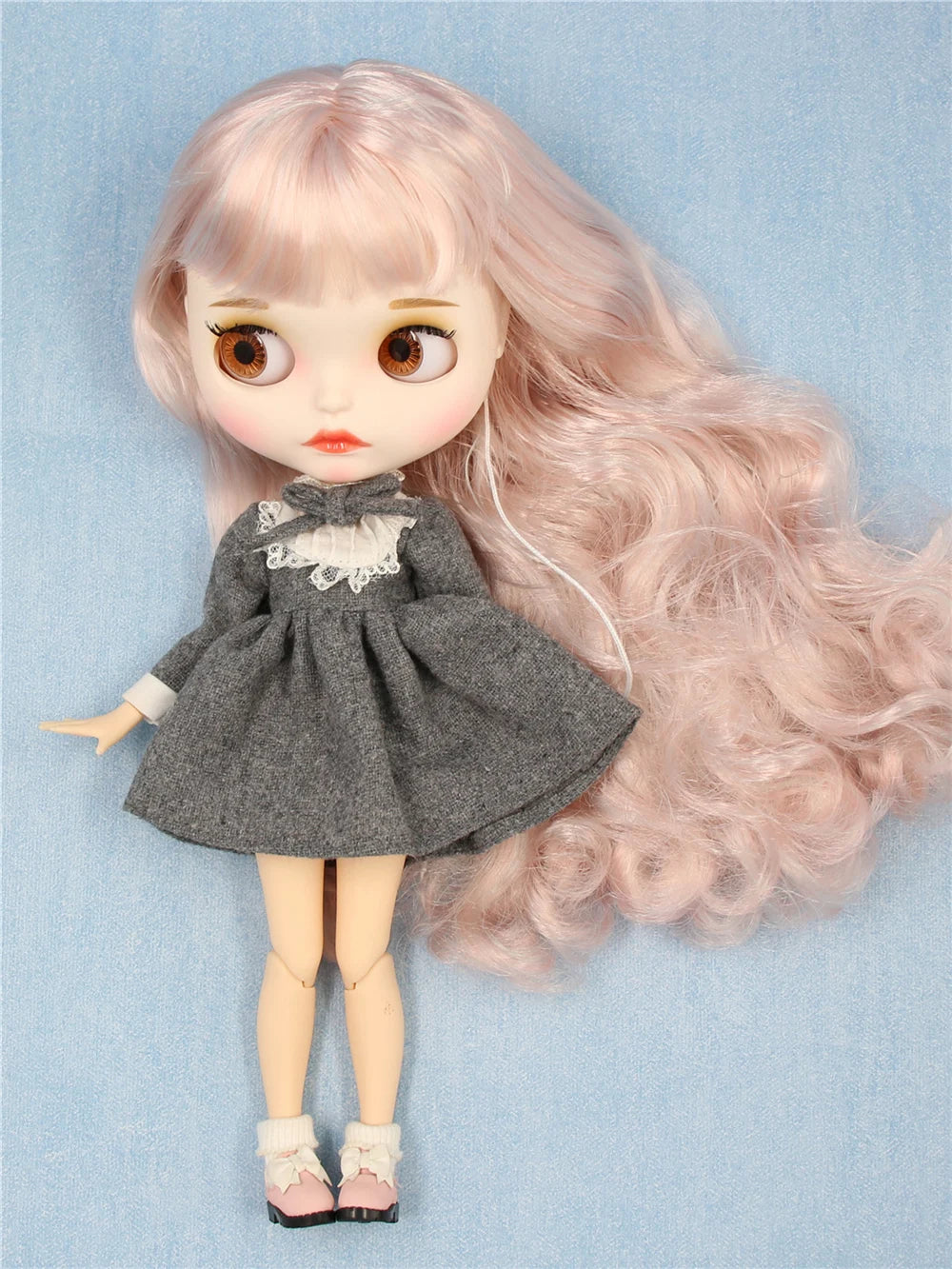ICY DBS Blyth doll 1/6 bjd joint body dark skin shiny face blue hair white skin matte face Multi-colored hair 30CM toy anime