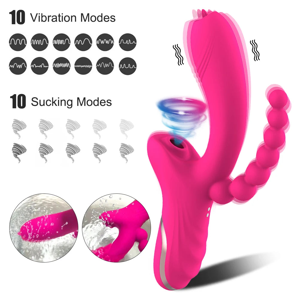 3 In 1 Clit Sucker Vagina Sucking Vibrator Clitoris Stimulator Blowjob Oral Nipple Sex Toys for Adults 18 Women Products
