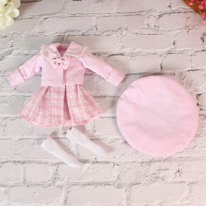 ICY DBS Blyth doll clothes Pink Maid outfit with coat and socks suit toy dress