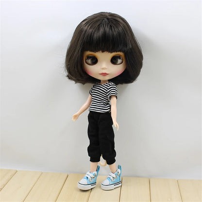 ICY DBS Blyth doll 1/6 bjd toy short black hair with crosseye crosseyes matte face BL950 30cm cute doll girl anime