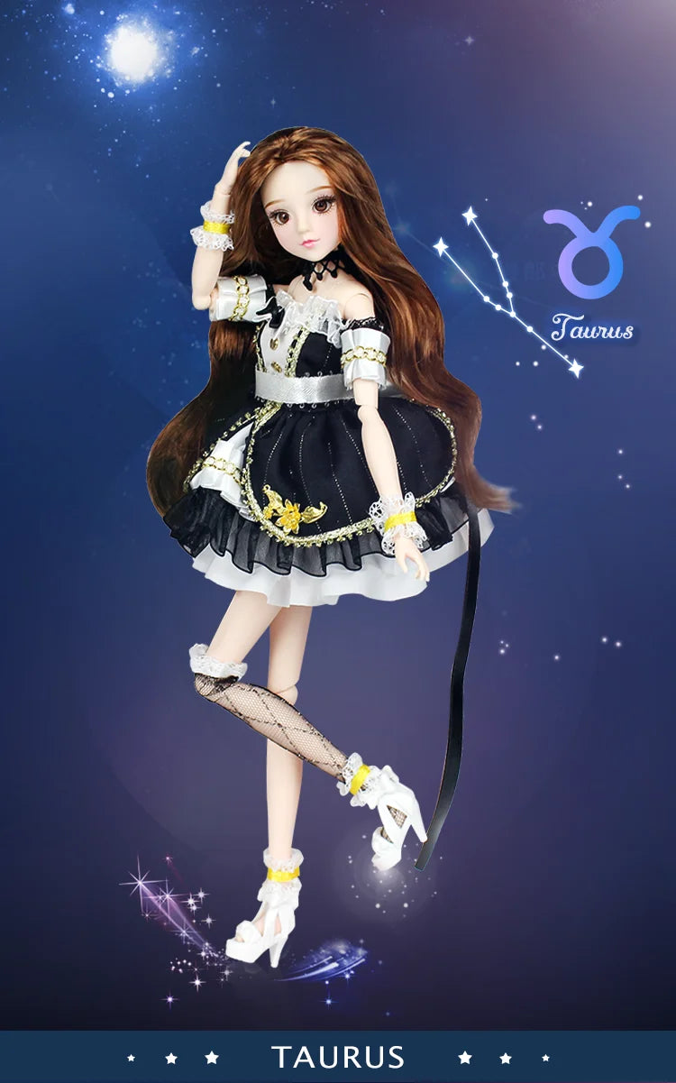 DBS 1/6 BJD toy 30cm constellations doll joint body with outfit shoes stand box toy girls gift anime doll