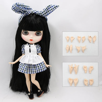 ICY DBS blyth doll 1/6 bjd white skin joint body black hair matte face eyebrows custom doll 30cm toy anime girls gift