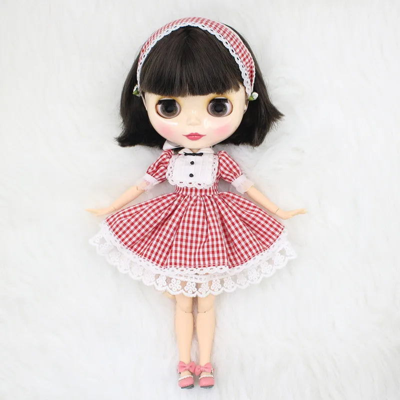 ICY DBS Blyth doll clothes outfits toy for blyth doll icy joint body licca body pink dress white hat