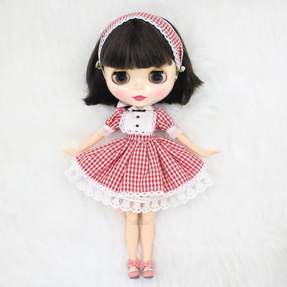 ICY DBS Blyth doll clothes outfits toy for blyth doll icy joint body licca body pink dress white hat