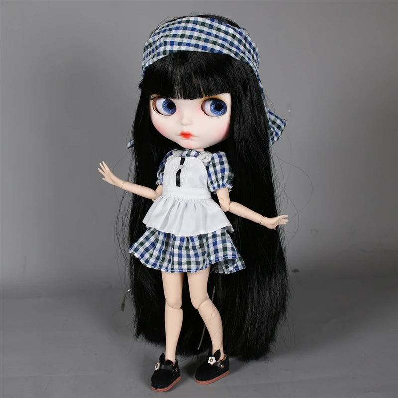 ICY DBS blyth doll 1/6 bjd white skin joint body black hair matte face eyebrows custom doll 30cm toy anime girls gift