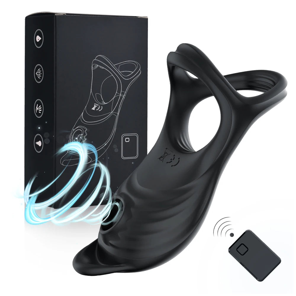 Remote Control Penis Ring Vibrator Sucking Licking Clitoris Stimulator Cock Ring Enlargement Sex Toy for  Adult Man & Couples