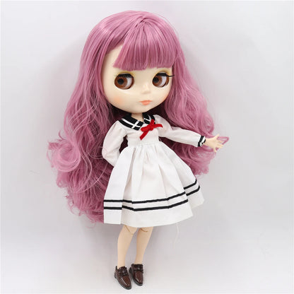 ICY DBS Blyth Doll toy joint body white skin shiny face with clothes and shoes, 30cm 1/6 toy girl gift