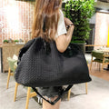 Women's Large Capacity Polyester Travel Tote Bag – Zipper Closure, Black