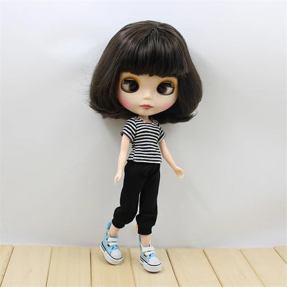 ICY DBS Blyth doll 1/6 bjd toy short black hair with crosseye crosseyes matte face BL950 30cm cute doll girl anime
